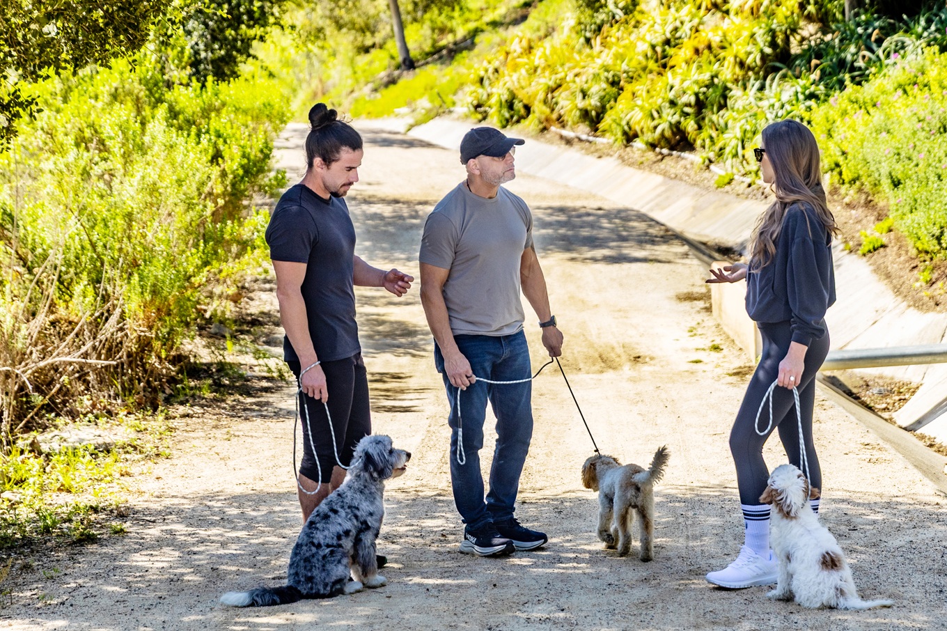 Carly walking with a dog